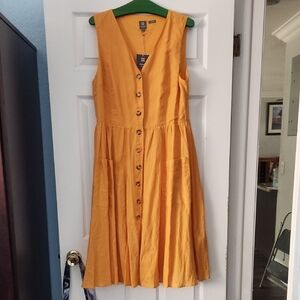 Yellow Button-Down Sleeveless Dress